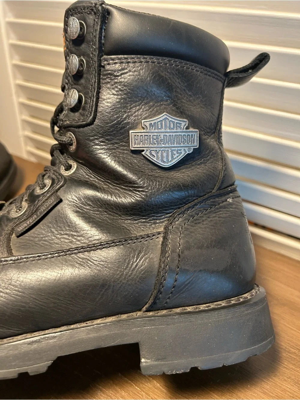 Harley Davidson Black Waterproof Motorcycle Boots Men’s 9.5 Lace up & Zipper